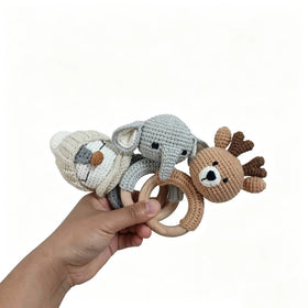 100% Handmade Crochet Soft Bunny Rattle Toy with CE Certification Unisex