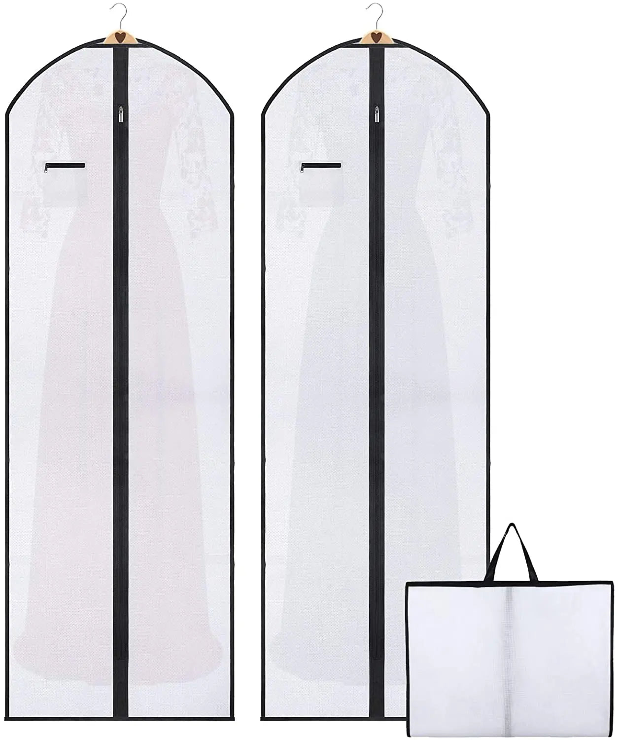 Ruthbag Fashionable Wedding Evening Dress Garment Bags 180cm Non-Woven Clothes Cover Zippers Folding Protector Breathable Pocket