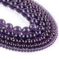 AsVrai U 4mm-12mm Purple Glass Crystal Beads Round Loose Charms Stone Beads for Jewelry Making Findings DIY Bracelet Necklace