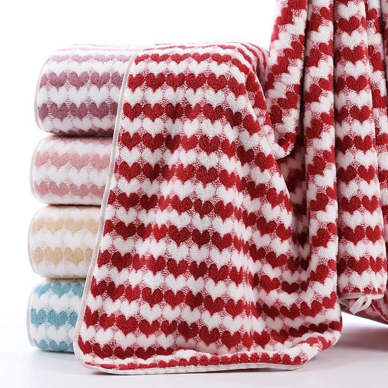 Coral Fleece Love Bathroom Towel Thick Absorption Wash Face Hand Body Towels Household Quick Dry Cleaning Face Towel
