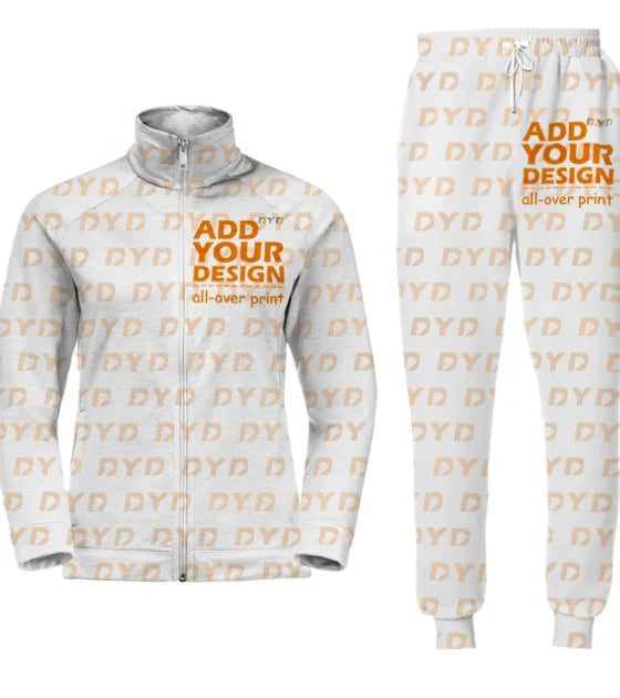 Custom Print Stand-up Collar Zipper Hoodies and Sweatpants Set for Men All Over Print  Healthy Fabric Hoodies Set