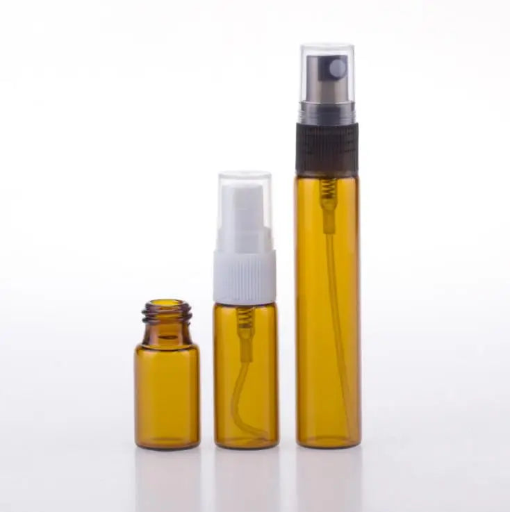 3ml 5ml 10ml Amber clear Glass Essential Oils Perfume Spray Travelling Bottle With Black/white Cap