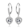 925 Sterling Silver Chandelier Long Earrings Heart Shape Diamond Women's Classic Style Jewelry for Wedding Party or Gift