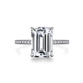 Sevena Luxury Emerald Cut 8A Cubic Zirconia Waterproof Rhodium Plated 925 Sterling Silver Diamond Wedding Ring for Girl