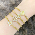 European and American Fashion Jewelry Copper Inlaid Zircon Bracelet Virgin Mary Gold Plated Adjustable Bracelet