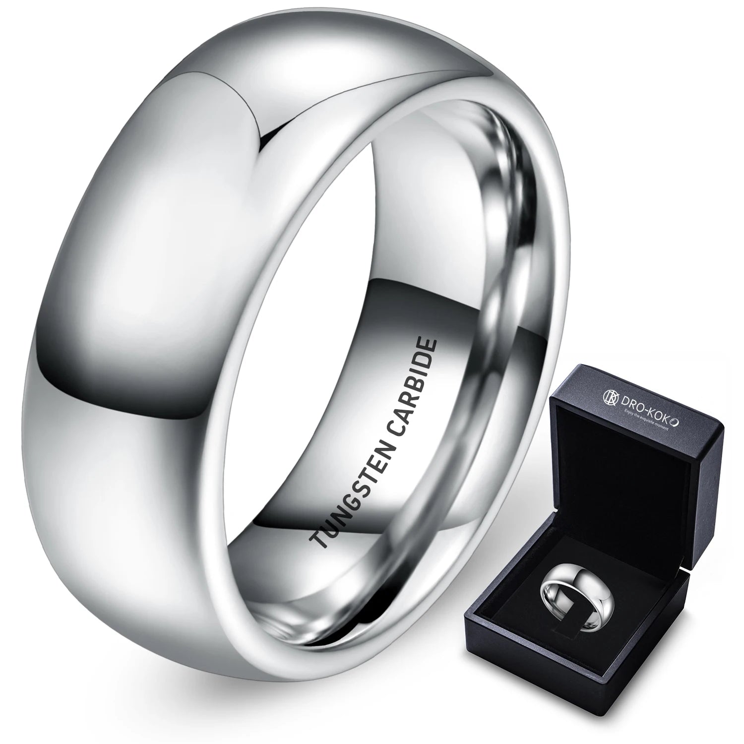 Available Accessories Men 8MM Tungsten Carbide Ring Polished Tungsten Ring Brand Wedding Rings Silver Jewelry for Men Women