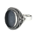 Vintage Antique Silver Effect 925 Sterling Silver Semi Mount Rings 10x14mm Oval Setting for Jewelry Diy