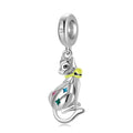 Yellow Bell Cat with Stars Pattern Pendant 925 Sterling Silver Jewelry Making Charm Bead for Women Bracelet Necklace Custom logo