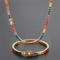 NUOYA Hip Hop Diamond Tennis Necklace Micro Paves Color Cubic Zirconia Iced Out Colorful Necklace