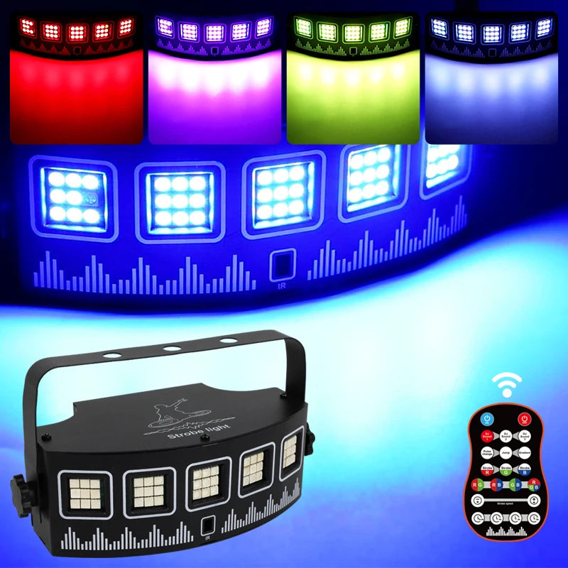 LED Stage Strobe Light Super Bright Flash RC Lighting Sound Activated RGB Party Lighting for Wedding Xmas Birthday Club DJ