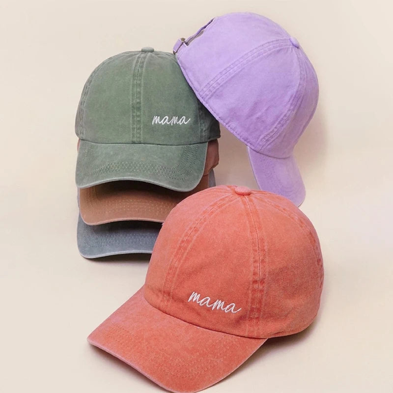 Mama Embroidery Custom Dad Hats Unstructured Distressed Vintage Baseball Cap