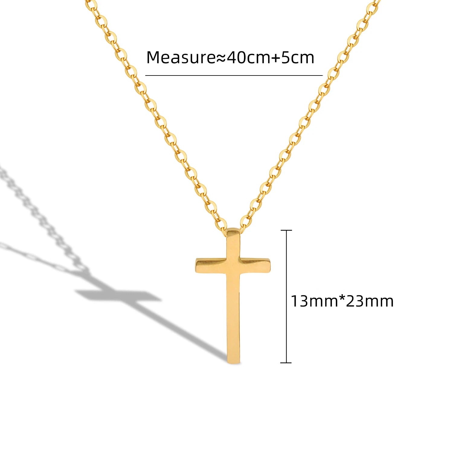 Fashionable Stainless Steel Zircon 18K Gold PVD Plated Classic Cross Pendant Necklace for Women Gift