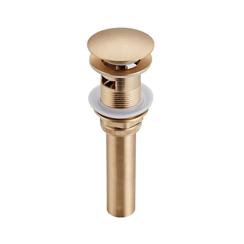 Brushed Gold Drains Soild Brass Round Siphon Deodorization Bathroom Vanity Basin Pipe Waste Pop up Drainer
