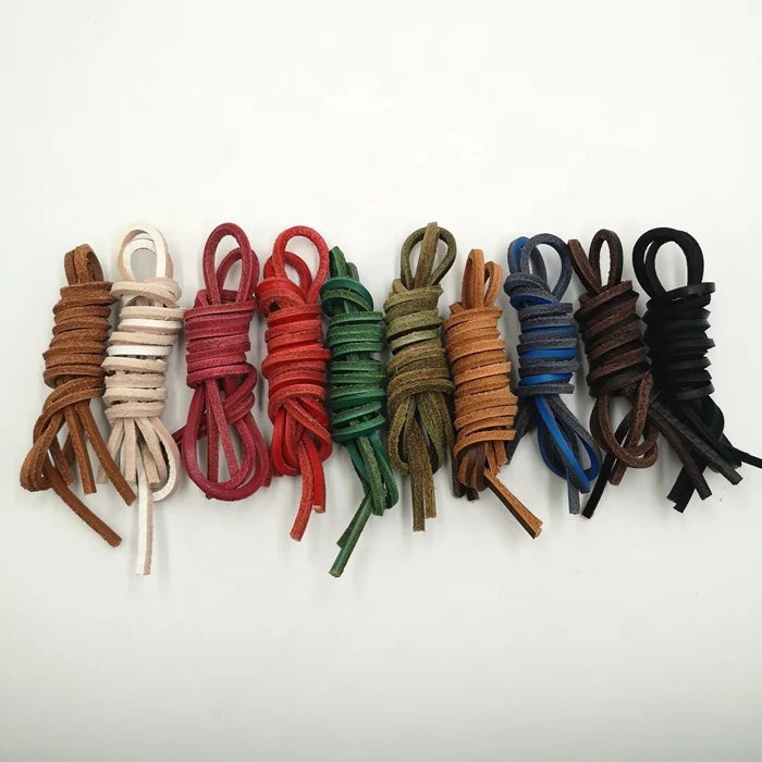 New Style Multi-Color Round Leather Unisex Shoelaces Adjustable Length 60-230cm for Hiking Boots & Boots