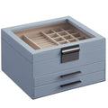 Modern Style Large Rectangle 3-Layer Jewelry Organizer Box with Glass Lid for Storage and Packaging Jewelry