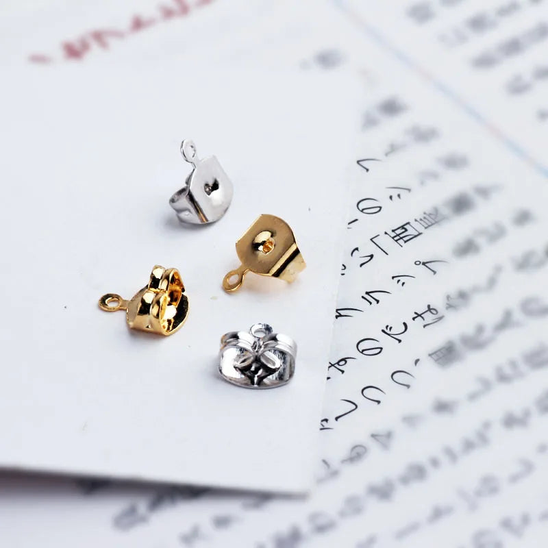 18K Real Gold Plated Brass butterfly Stoppers Back Post Components Scroll Back for Studs with Loop for Hanging for Earring