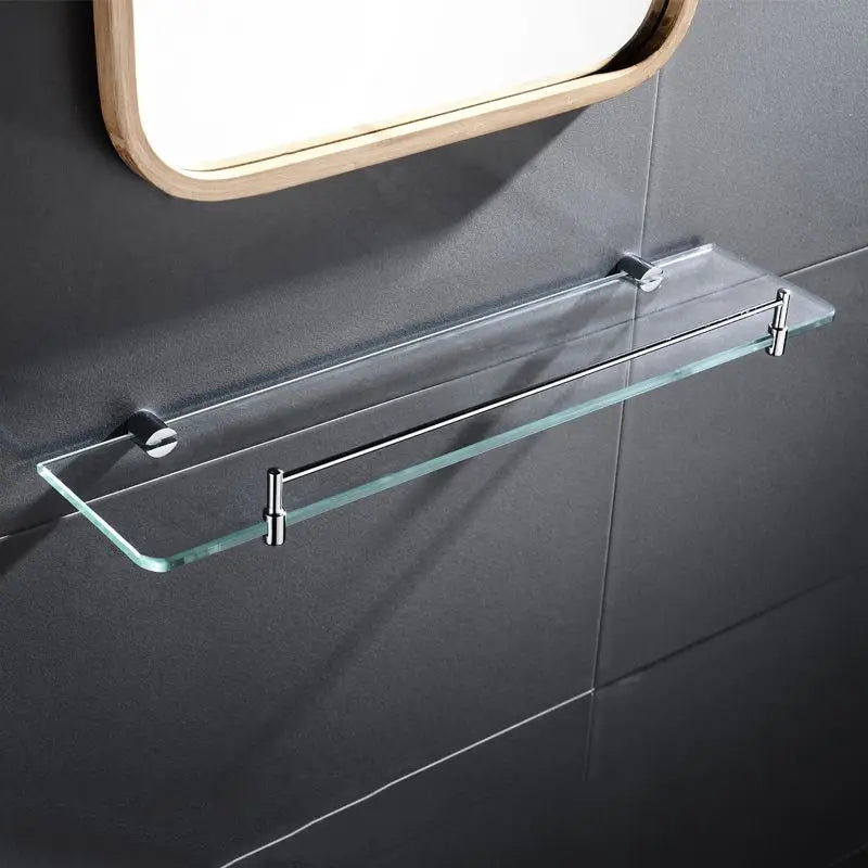 Modern Corner Floating Wall Organizer Shelves Stainless Steel with Rustproof Metal Towel Bar Dual Tier Storage