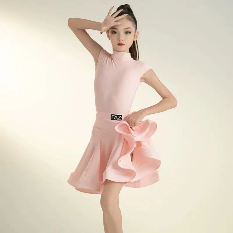 Girls Latin Ballroom Dance Professional Long Sleeve Tango Salsa Dancewear Rumba Samba Costume