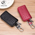 Andong Crocodile Pattern Men Car Key Bag Holder Genuine Cow Leather