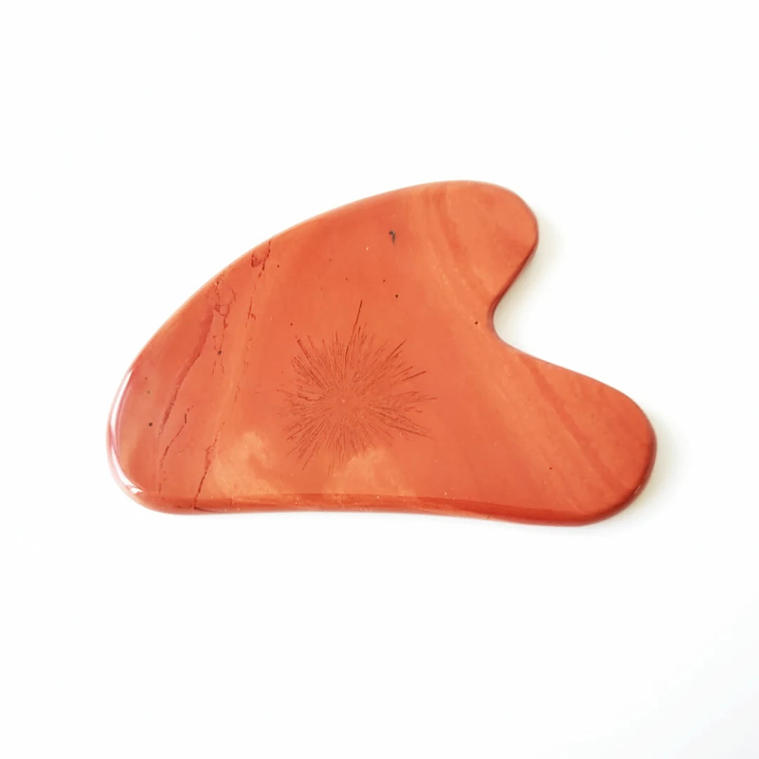HZ Healing Crystals Gemstone Red jasper Gua Sha Facial Massage Roller