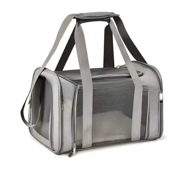 Custom Logo Airline Approved Portable Collapsible Pet Dog Cat Carrier Bag Black Grey Foldable Polyester Travel Zipper Closure