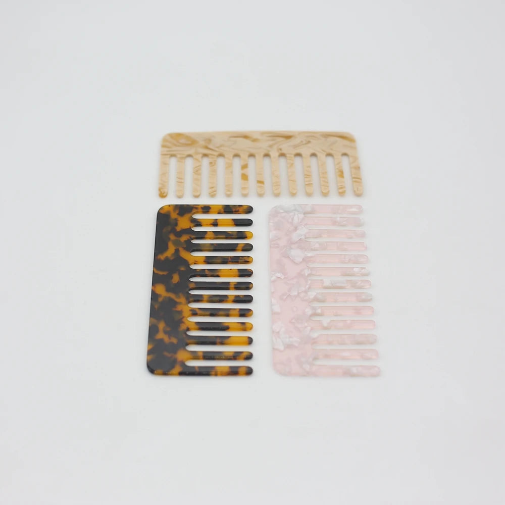 Customize Gift Anti Static Detangler Hairbrush Comb Portable Marble Cushion Travel Wide Tooth Comb Cellulose Acetate Pocket Comb