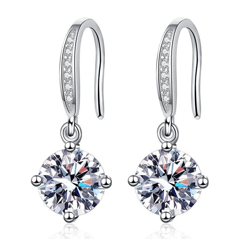 Fashion Earrings 2023 Classic Four-prong Moissanite Earrings for Women Electroplated 18k White Gold Earring
