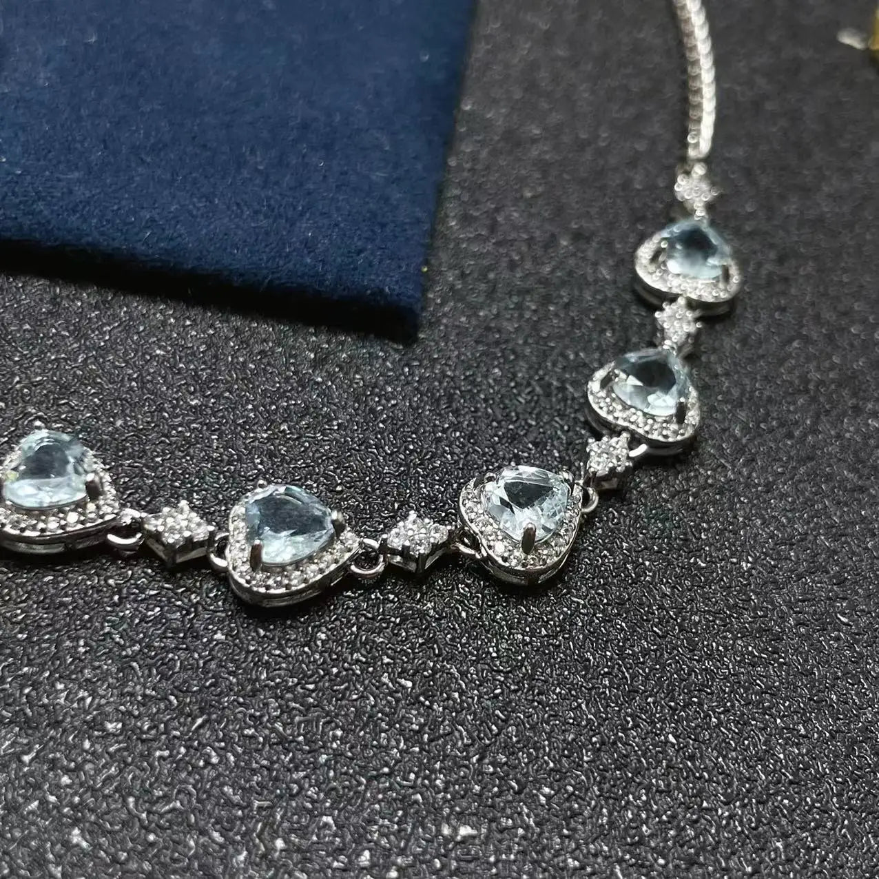 Good Price 2024 Italian Chunky 925 Sterling Silver Natural Aquamarine Charm Links Bracelet Women Wholesale