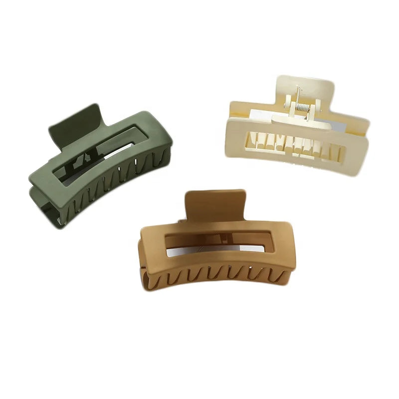 MIO New Arrival Solid Color Hair Claw 8.5cm Length Medium Rectangle Hair Accessories Plastic Hair Geometric Claw Clips