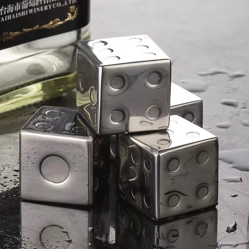 2023 Unique Reusable Whisky Dice Stones Set Wholesale Gadgets 304 Stainless Steel and Metal Ice Cubes
