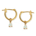 Milskye Elegant Jewelry 925 Sterling Silver 18k Gold Plated Pear White Opal Dangle Hoop Earrings for Girls