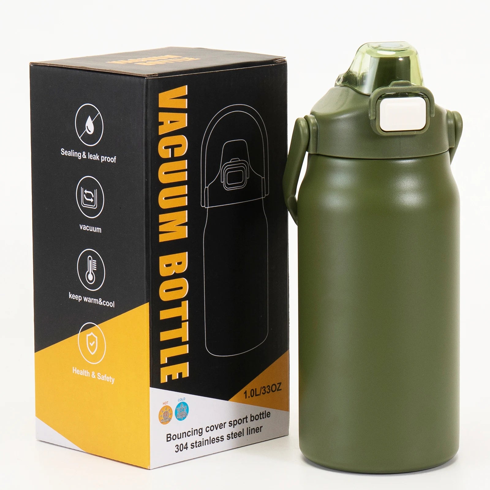 1200ml Double-Wall Stainless Steel Wide-Mouth Vacuum Flask Waterproof Sports Hot Water Bottle Straw Lid Logo Design Drinking