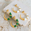 Minimalist 18K Gold Plated Bamboo Stud Earrings Green White Enamel Bamboo Joint Stainless Steel Earrings for Women Girl