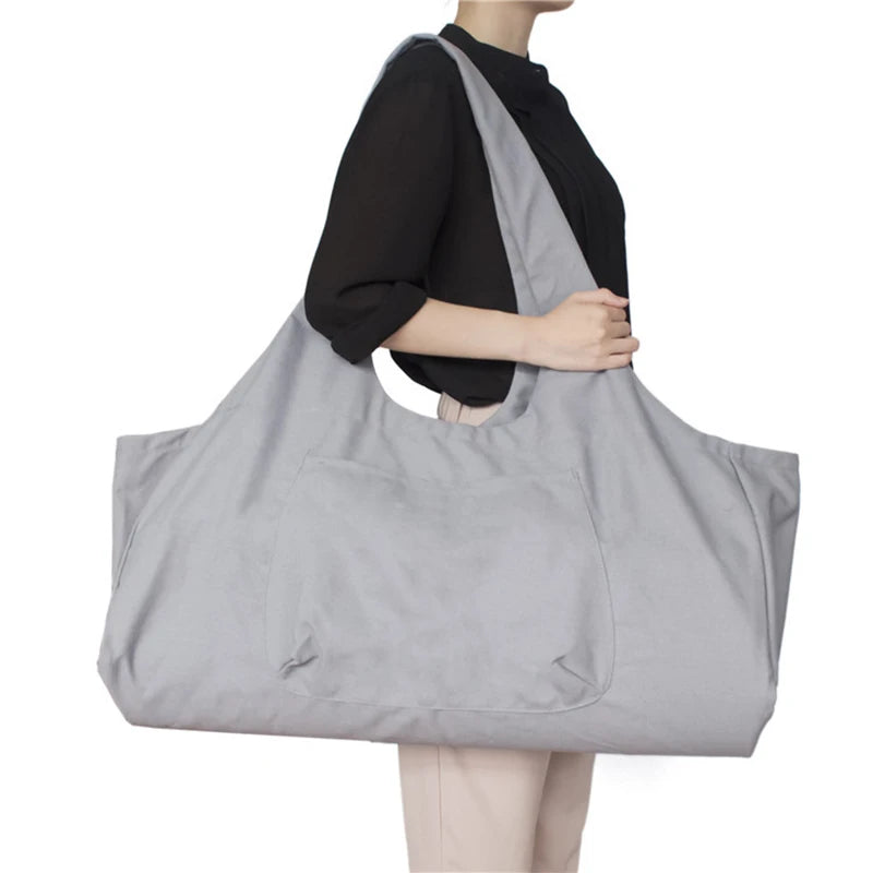 Yoga Mat Bag with Pockets Fits All Size Mats Multi-Functional Storage Pockets Durable Canvas Large Yoga Mat Tote Sling Carrier