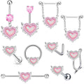 Fashion New Imitated Opal Anti-allergy Belly Ear Lip Piercing Jewelry Belly Ring Stainless Steel Jewelry