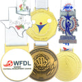 Wholesale Custom Design 3D Die Cast Gold Silver Metal Medals With Free Ribbons Shooting Games Sports Award Medals and Trophies