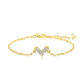 Gold Plated Cubic Zircon Encrusted 925 Sterling Silver Heart Bracelet for Women Gift