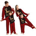 Women's Christmas Cartoon Elk Print Round Neck Long Sleeve Pajamas Set Drop Shipping Home Use Parent-Child Sleepwear