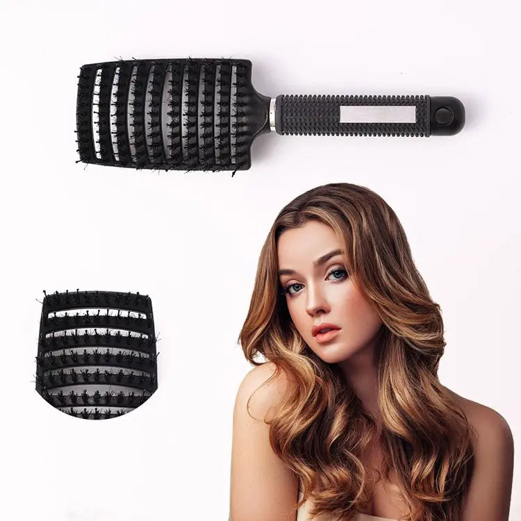 Wholesale Salon Barber Big Bend Fluffy Comb Hair Styling Massage Combs Portable Bristle Hair Comb
