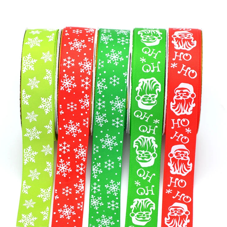 100% Polyester Custom Printed Christmas Double Face Grosgrain Ribbon Checked Pattern for Holiday Decorations