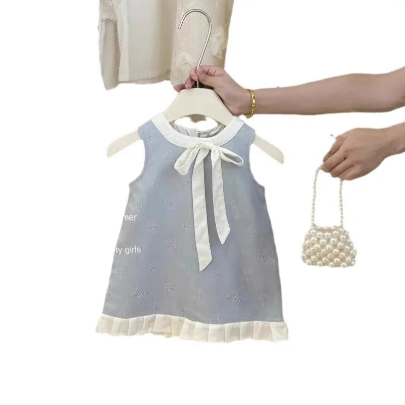 2025 Girls' Floral Dress New Fashionable Little for New Style Sweet Princess Vest Dress for Kids Casual Floral Skirt