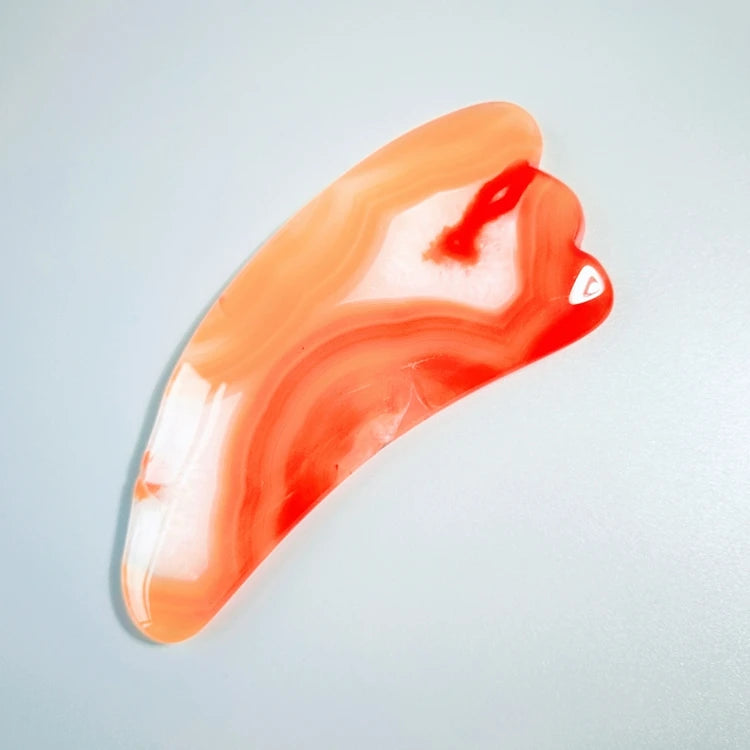 HZ Natural Comb Shaped Massage Tool Red Agate Gua Sha Gua Sha with Thumb Hoke