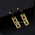 Stainless Steel Personalized Diamond Trendy Drop Earrings with Custom Name Letter Hook Design for Women-Gift