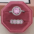 SC Fashion Blink Diamond Rings Trendy Silver Wedding Rings for Woman Stylish Pink White Square Zircon Rings to My Dauther