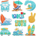 Summer Holiday Style Embroidered Iron on Beach Wave Sailing  Bus Patch for Clothing Hat Bag Decoration