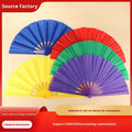 In Stock Solid Color Kung Fu Fan Folding Hand Fan for Martial Arts and Dance Performances with Rapid Delivery