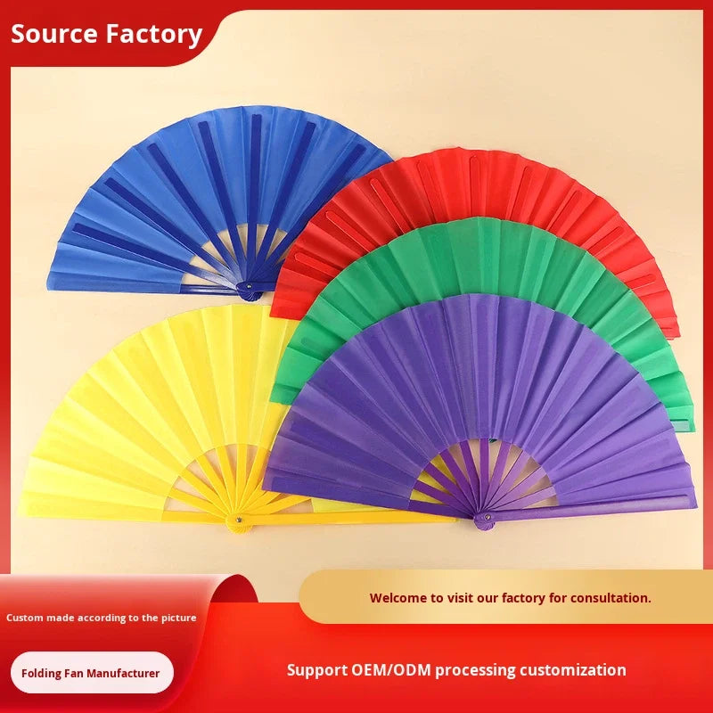 In Stock Solid Color Kung Fu Fan Folding Hand Fan for Martial Arts and Dance Performances with Rapid Delivery