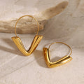 Fashion Minimal Daily Jewelry Waterproof Stainless Steel V Shaped Large Hoop Gold Earring for Women