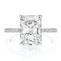 925 Sterling Silver Sparkling Real Big 4ct Moissanite Diamond Radiant Cut Rectangular Ring Engagement Luxury Jewelry for Women