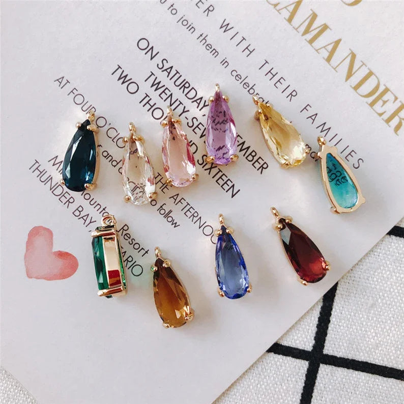 Custom Colorful Zircon Pendant Charms for Jewelry Making Vintage Waterproof Crystal Pendants for Necklace and Earrings